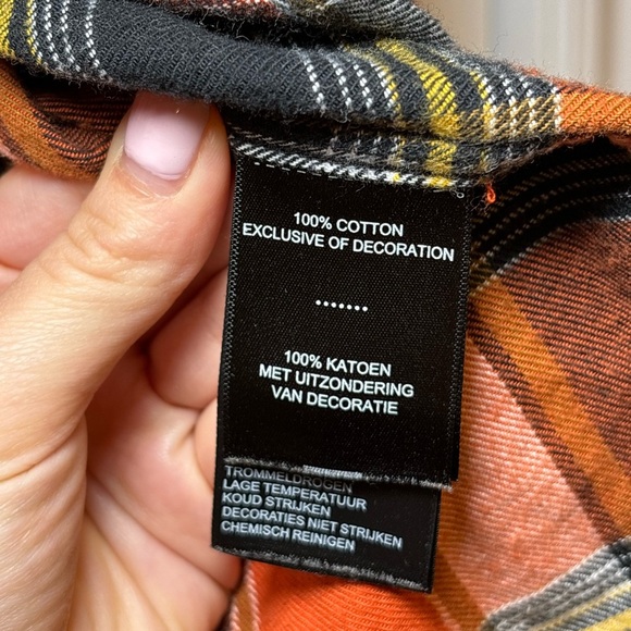 Harley-Davidson - Biker Long Sleeve Orange&Black Button-Up Plaid Shirt in Size S - Picture 10 of 11